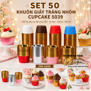 Set 50 khuôn giấy cupcake nhôm cứng 5039