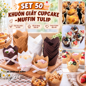 Set 50 khuôn giấy cupcake - muffin TULIP