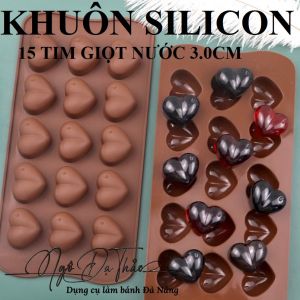 KHUÔN SILICON 15 TIM GIỌT NƯỚC 3.0CM