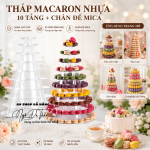 Tháp nhựa macaron 10 tầng + chân đế mica