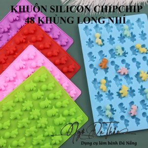 Khuôn silicon kẹo dẻo / chip chip - 48 khủng long nhí