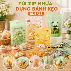 Set 10 túi zip nhựa đựng bánh kẹo 15.5*23.5