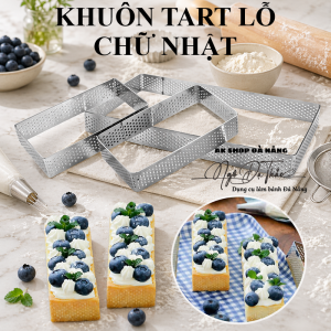 Khuôn nhôm đục lỗ bánh tart/pie chữ nhật