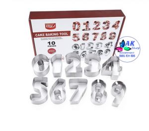 SET 10 KHUÔN CUTTER INOX SỐ CAO 10CM (0 - 9)