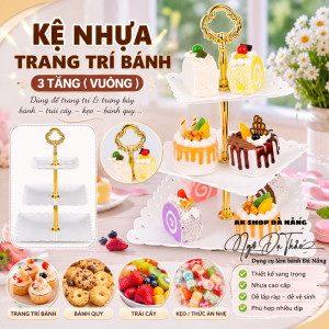 Kệ cupcake nhựa 3 tầng VUÔNG