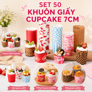 Set 50 khuôn giấy cupcake cứng 7cm