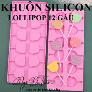 Khuôn silicon kẹo mút - 12 gấu