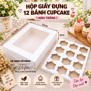 Hộp giấy cupcake 12 bánh ( Màu trắng )