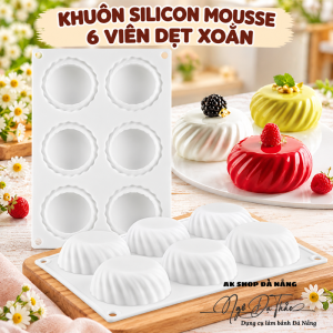 Khuôn silicon mousse 6 viên dẹt xoắn