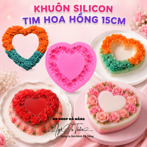 Khuôn silicon tim hoa hồng AK020