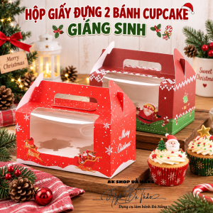 Hộp giấy cupcake 2 bánh GIÁNG SINH
