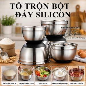 Tô trộn bột đáy silicon - inox  304