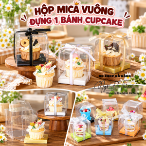 Hộp mica cupcake vuông 1 bánh