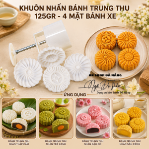Bộ khuôn nhấn bánh trung thu 4 mặt 125gr BÁNH XE