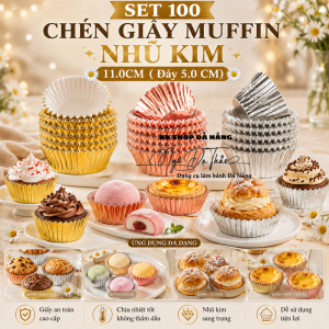 Set 100 chén giấy muffin ĐK đáy 5.0cm - NHŨ KIM