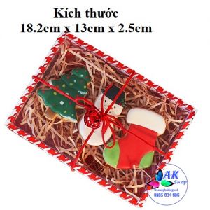 HỘP BÁNH GIÁNG SINH SỌC ĐỎ CHỮ NHẬT