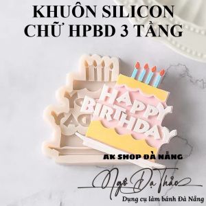 KHUÔN SILICON CHỮ HAPPY BIRTHDAY 3 TẦNG