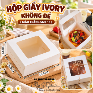 Hộp giấy đựng bánh IVORY - Không đế size 16