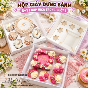 Hộp giấy bánh 5+1 - Nắp mica