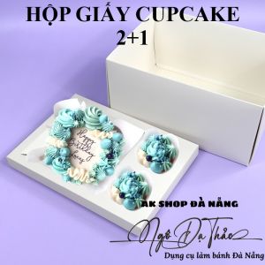 Hộp giấy bánh 2+1 - Nắp mica