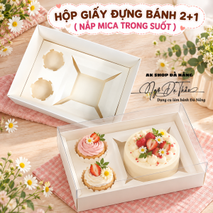 Hộp giấy bánh 2+1 - Nắp mica