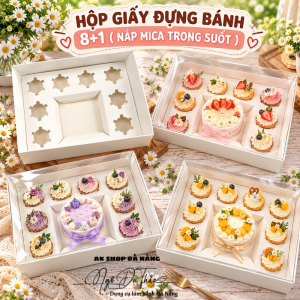 Hộp giấy bánh 8+1 - Nắp mica
