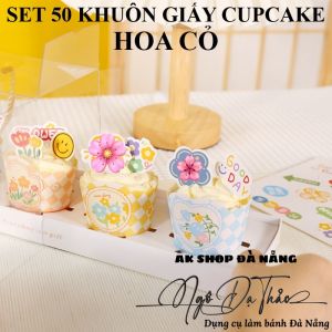 Set 50 khuôn giấy cupcake cứng 6cm - HOA CỎ