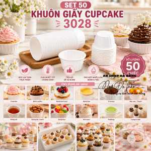 Set 50 khuôn giấy cupcake cứng 3028