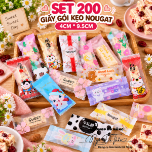 Set 200 túi đựng kẹo nougat 4*9.5