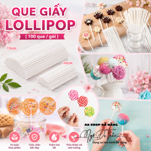 Set 100 que giấy lollipop - kẹo mút