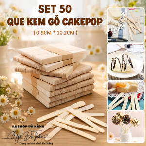 Set 50 que kem gỗ cakepop