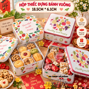 Hộp thiếc đựng bánh kẹo tết 18.5cm * 6.1cm