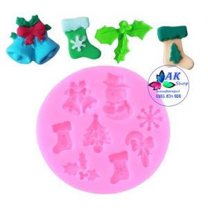 KHUÔN SILICON GIÁNG SINH FONDANT - SOCOLA ( NGƯỜI TUYẾT)