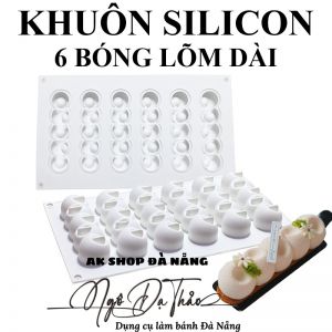 Khuôn silicon mousse 6 bóng lõm dài