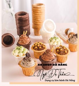 Set 30 khuôn giấy cupcake mũ rơm