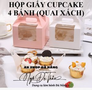 Hộp giấy cupcake 4 bánh QUAI XÁCH