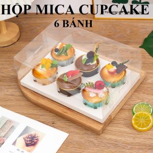 Hộp mica cupcake 6 bánh - Cao 14cm