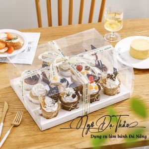 Hộp mica cupcake 12 bánh - Cao 14cm