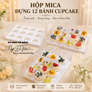 Hộp mica cupcake 12 bánh - Cao 14cm