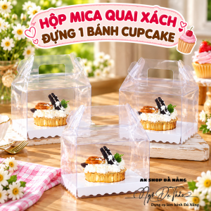 Hộp mica cupcake 1 bánh quai xách