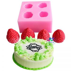 KHUÔN SILICON 4 QUẢ DÂU 3.7CM