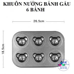 KHUÔN NHÔM NƯỚNG BÁNH MUFFIN GẤU 6 BÁNH