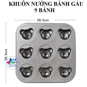 KHUÔN NHÔM NƯỚNG BÁNH MUFFIN GẤU 9 BÁNH