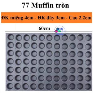 KHUÔN NHÔM ĐÚC NƯỚNG BÁNH 40*60 - 77 MUFFIN TRÒN 4.0CM