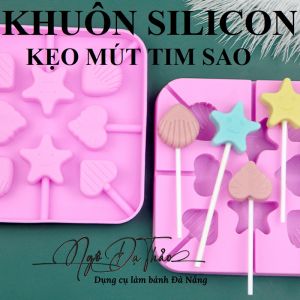Khuôn silicon kẹo mút - 8 tim sao