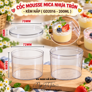 Cốc nhựa mica cứng tròn GD2016 + nắp