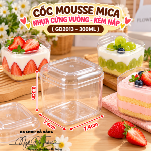 Cốc nhựa mica cứng vuông GD2013 +  nắp