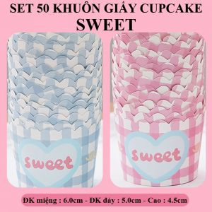 Set 50 khuôn giấy cupcake cứng 6cm - SWEET
