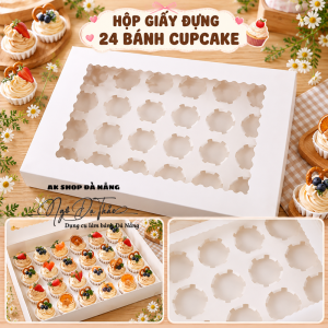 Hộp giấy cupcake 24 bánh ( Màu trắng )