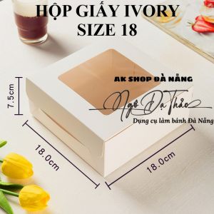 Hộp giấy đựng bánh IVORY - Không đế size 18